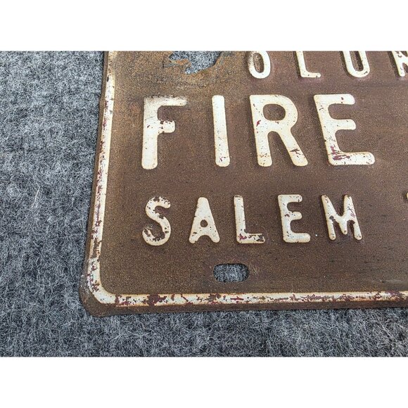 Volunteer Fire Dept License Plate Sign Salem Twp Co. 1 Vintage Rusted OH Monroe - Picture 2 of 10